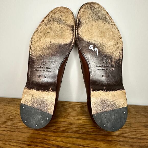 Magnanni Mens Casual Dress Shoes Soft Brown Leather Tassel Loafers Size 8 M - Picture 6 of 7